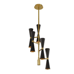 10 light 13 inch black and vintage brass chandelier