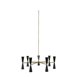 14 light 28 inch black and vintage brass chandelier