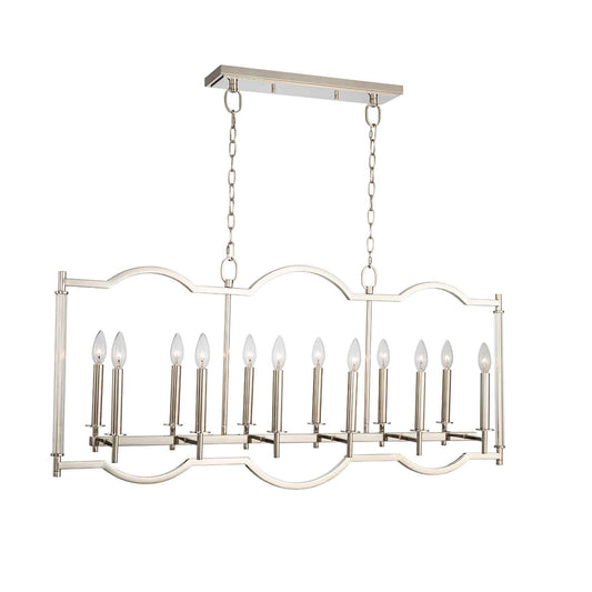 12 light 44 inch polished nickel island light