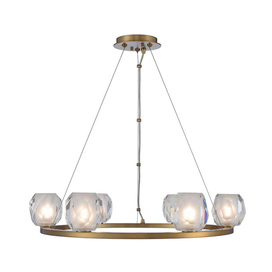 6 light 26 inch winter brass pendant