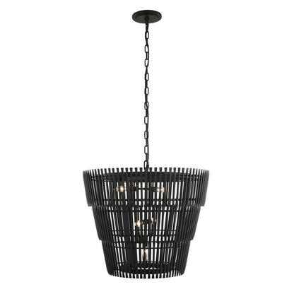 6 light 26 inch 3 tier carbon black pendant