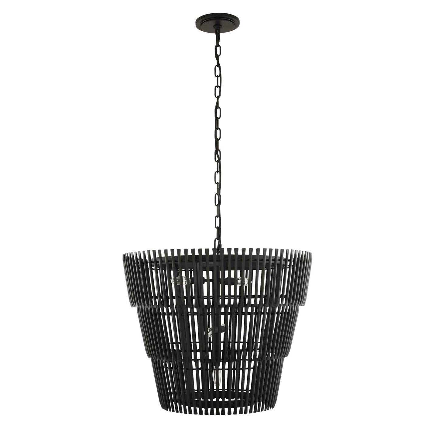 6 light 26 inch 3 tier carbon black pendant