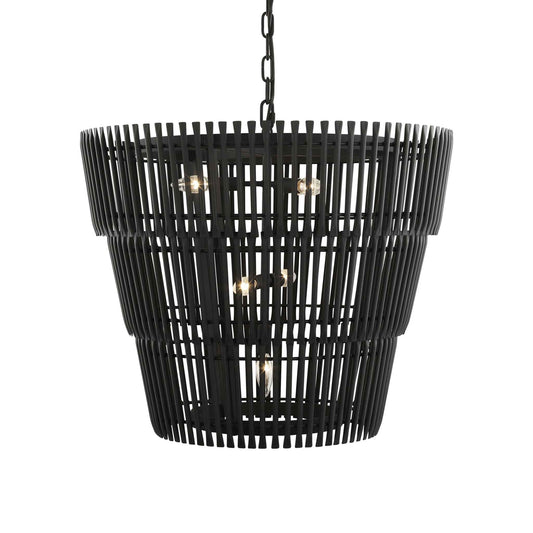 6 light 26 inch 3 tier carbon black pendant