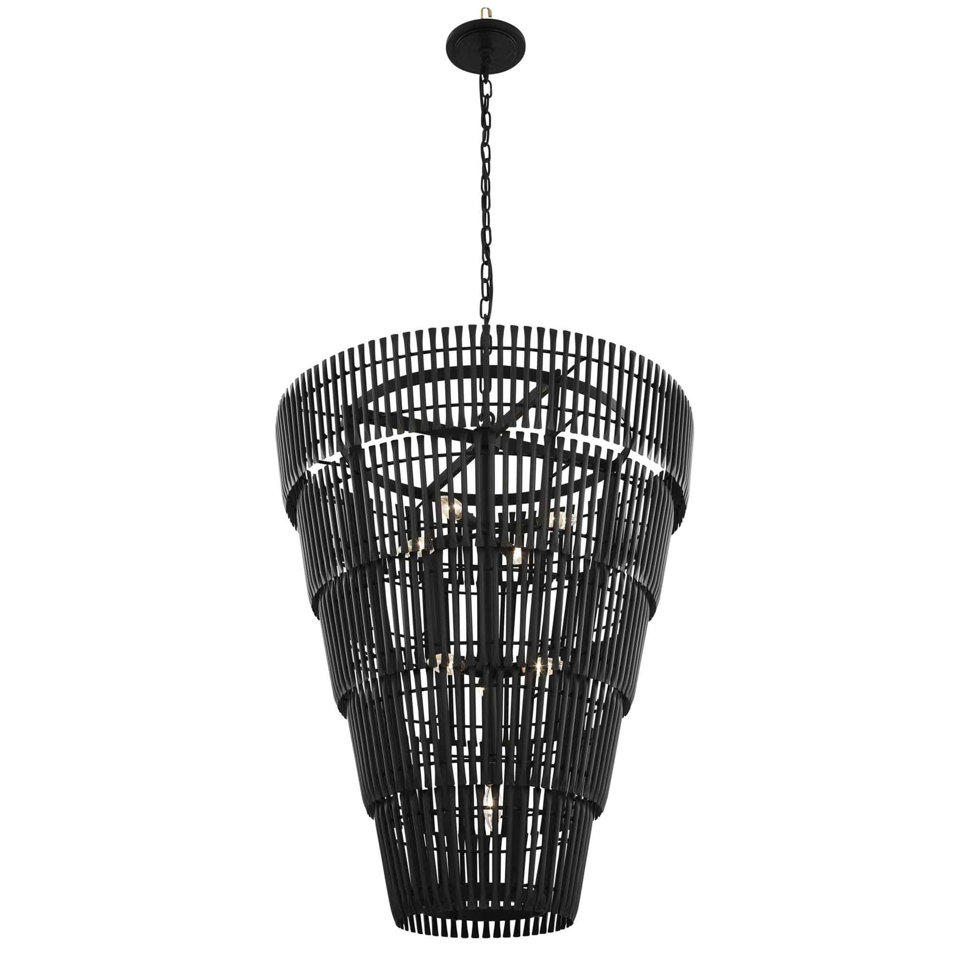 8 light 30 inch 5 tier carbon black pendant