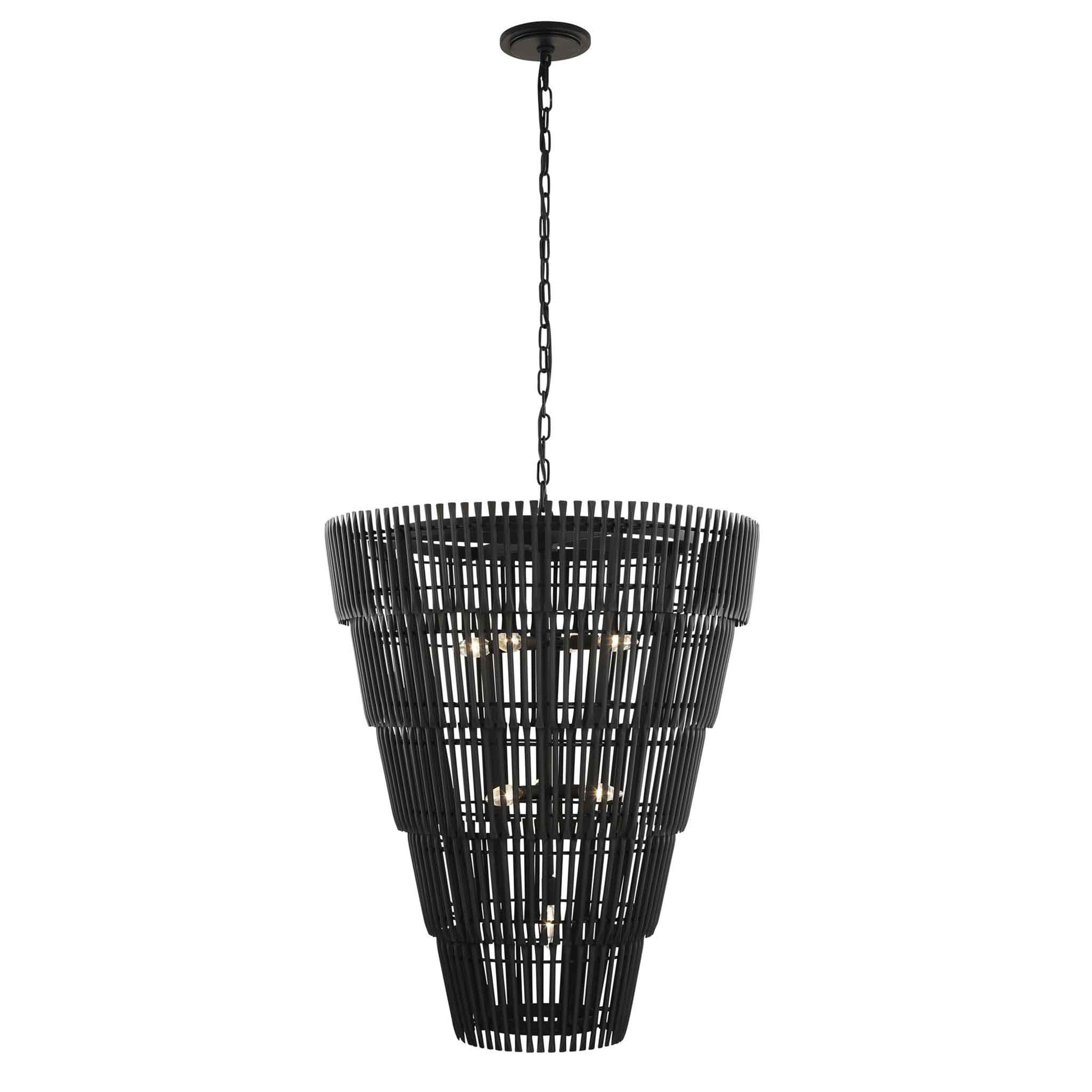 8 light 30 inch 5 tier carbon black pendant