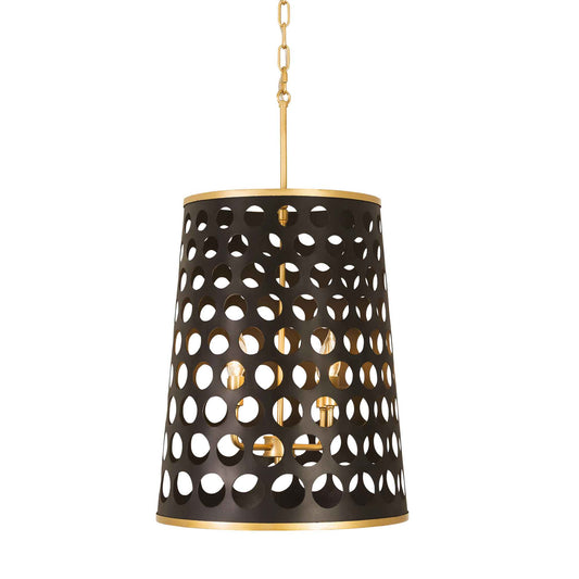 4 light 16 inch black and gold pendant