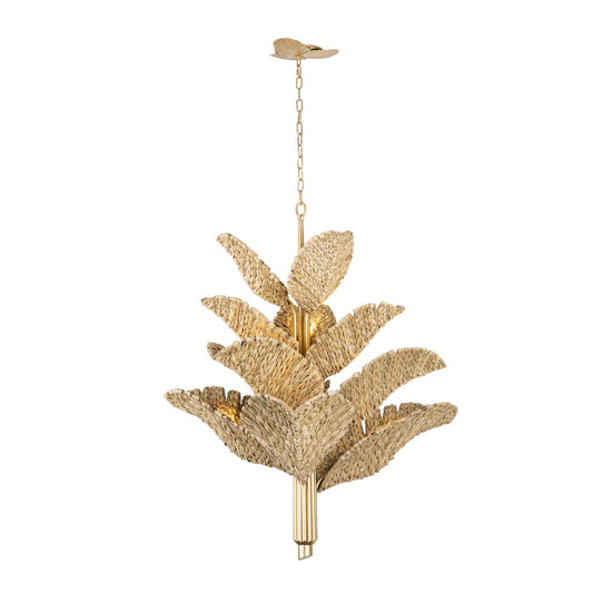 12 light 44 inch gold seagrass and rope chandelier