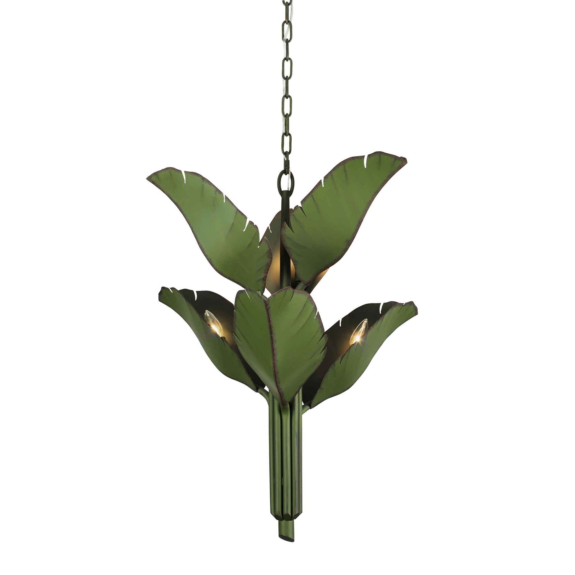 6 light 25 inch banana leaf chandelier