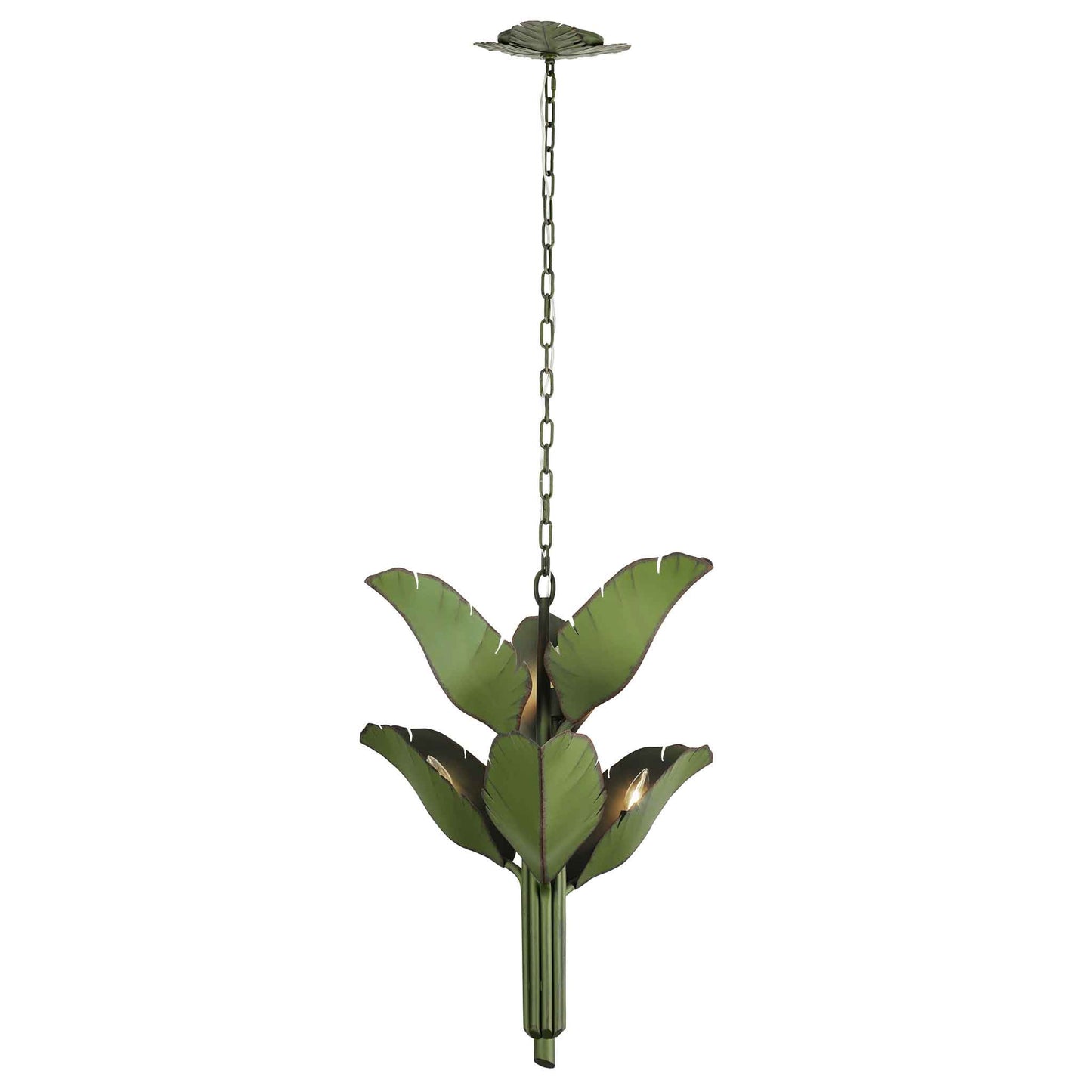 6 light 25 inch banana leaf chandelier