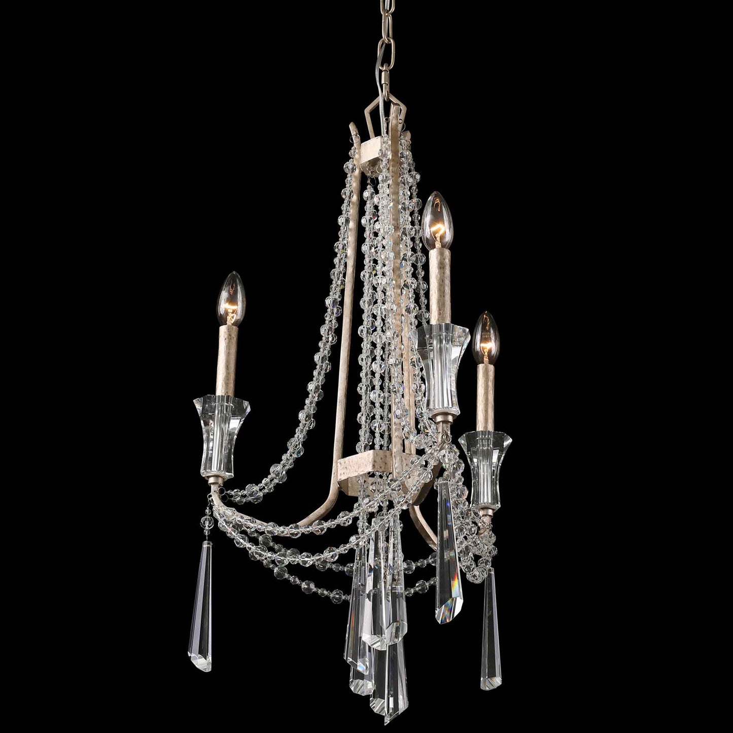 3 light 17 inch transcend silver chandelier