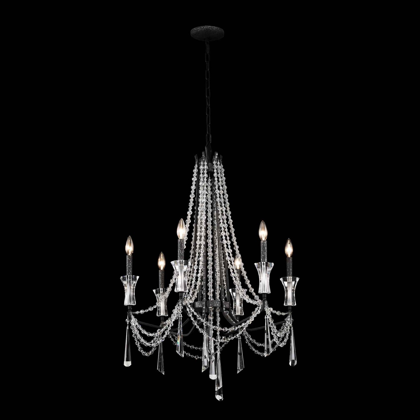 6 light 27 inch onyx chandelier