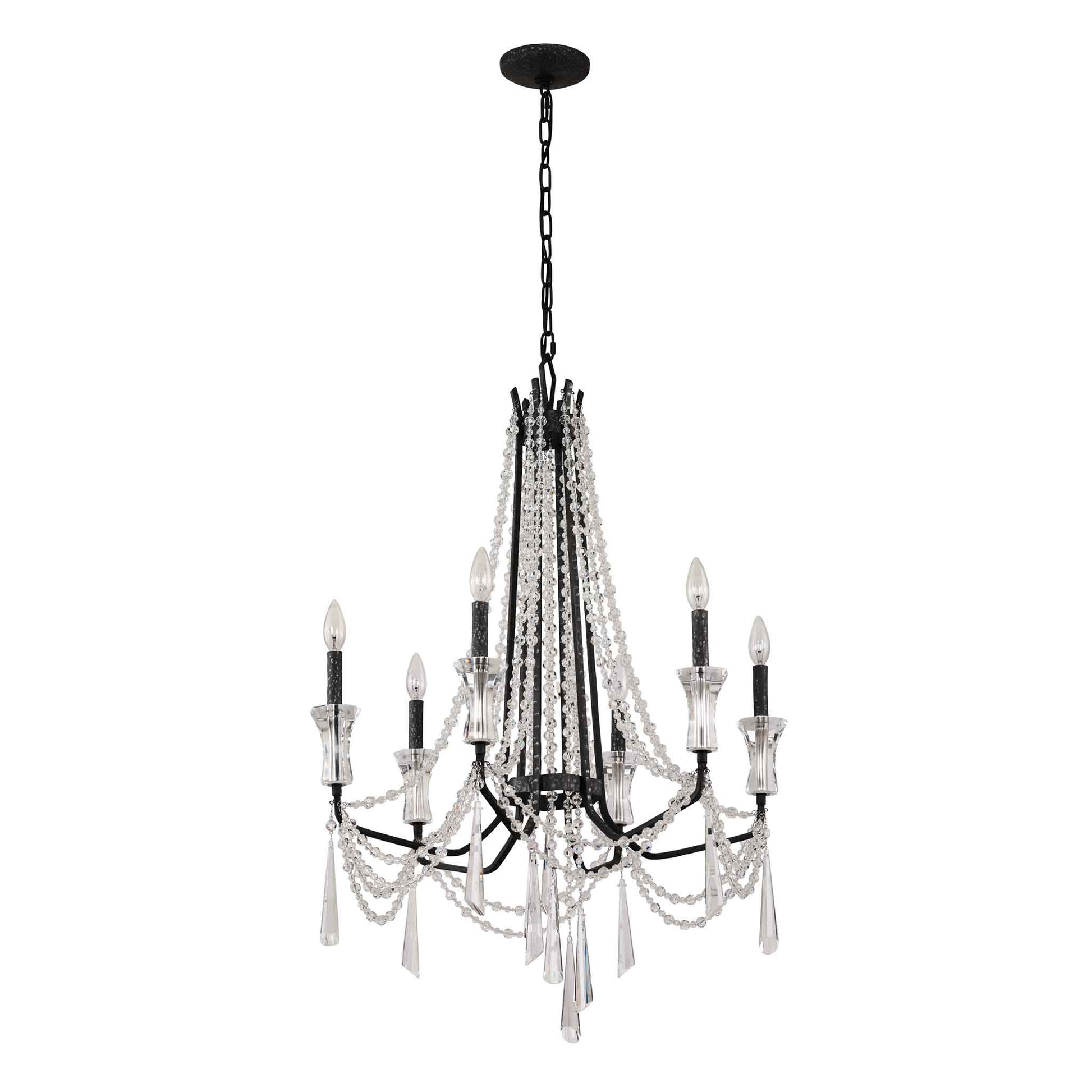 6 light 27 inch onyx chandelier