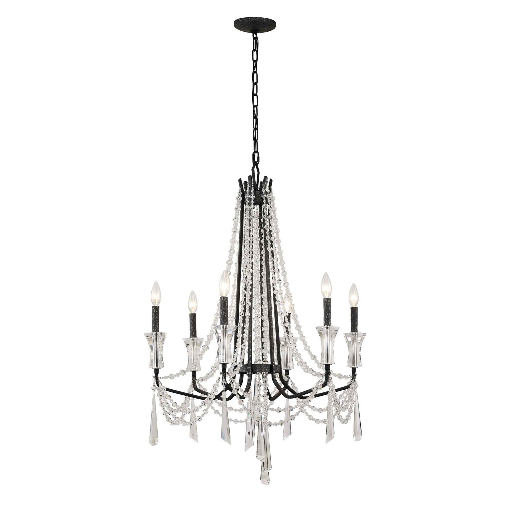 6 light 27 inch onyx chandelier