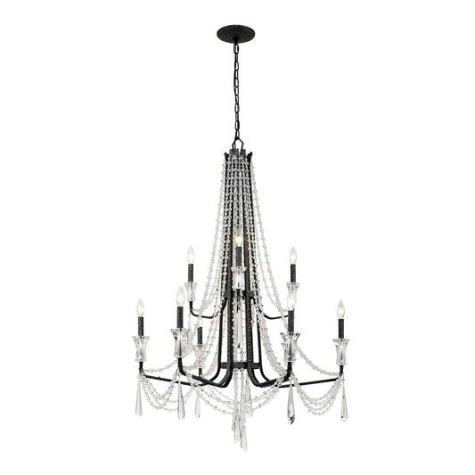 9 light 34 inch 2 tier onyx chandelier