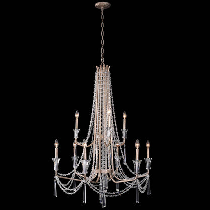 9 light 34 inch 2 tier transcend silver chandelier