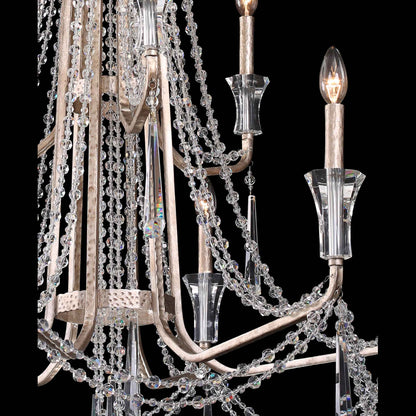 9 light 34 inch 2 tier transcend silver chandelier