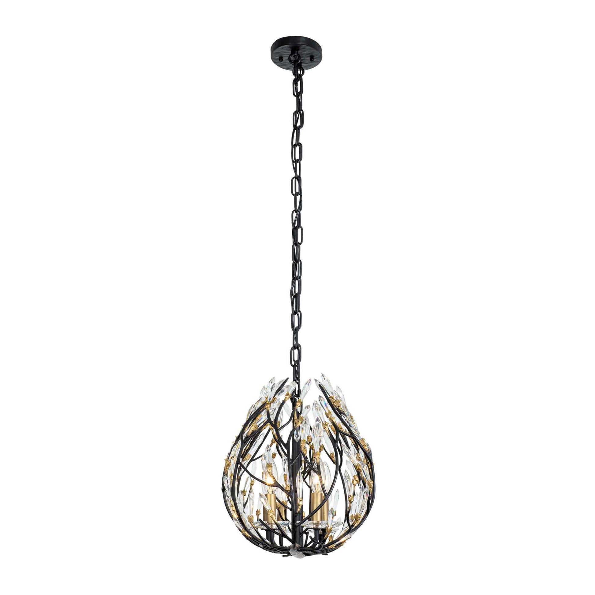 6 light 36 inch black and gold pendant