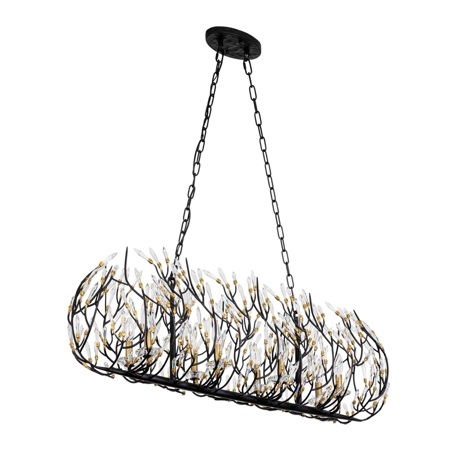 8 light 48 inch black and gold pendant