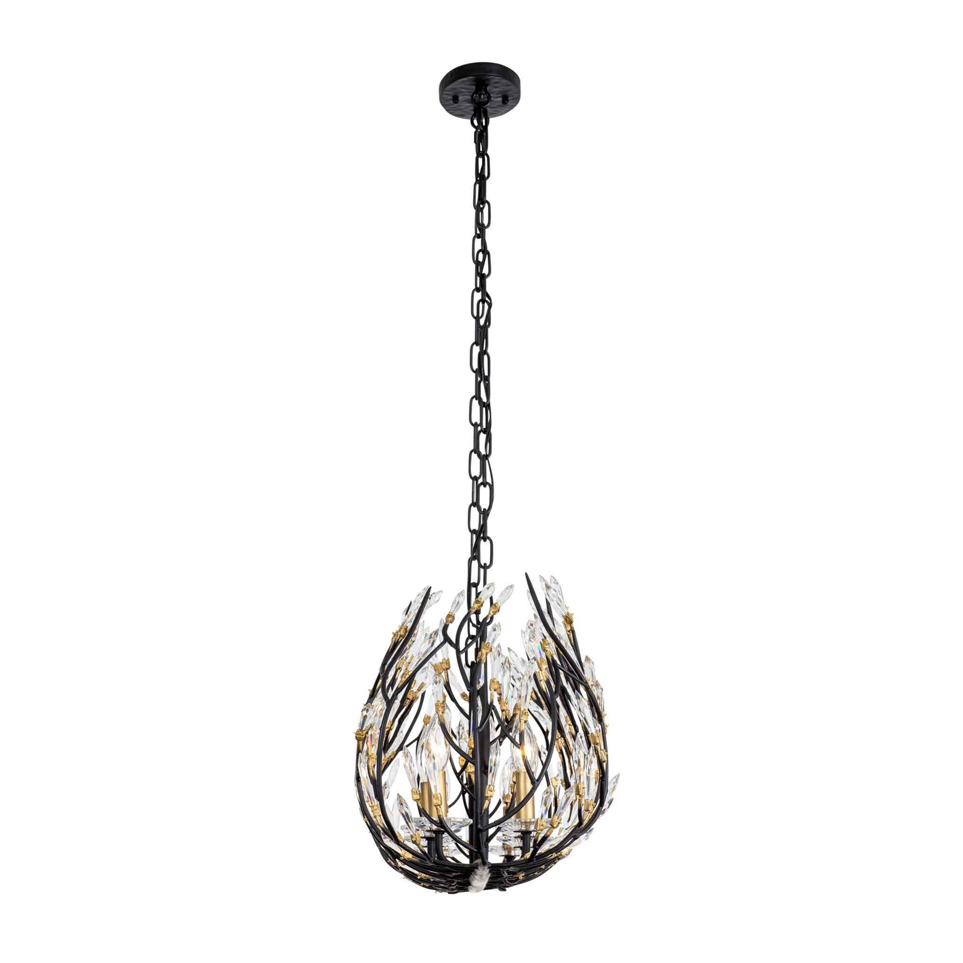 8 light 48 inch black and gold pendant