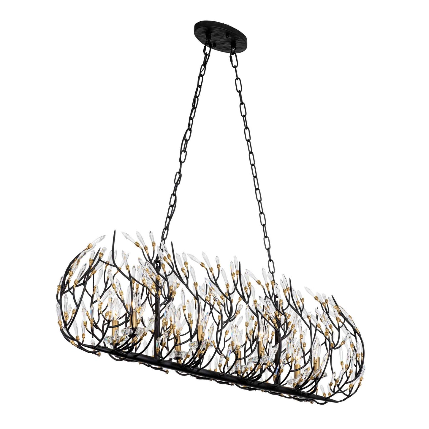 8 light 48 inch black and gold pendant