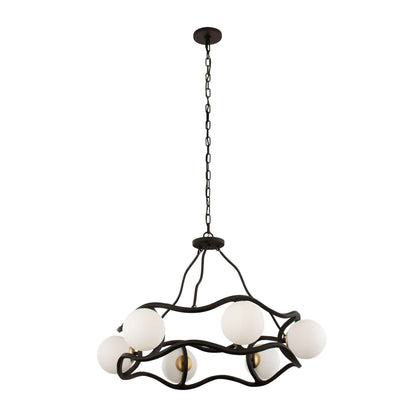 6 light 36 inch carbon and gold chandelier