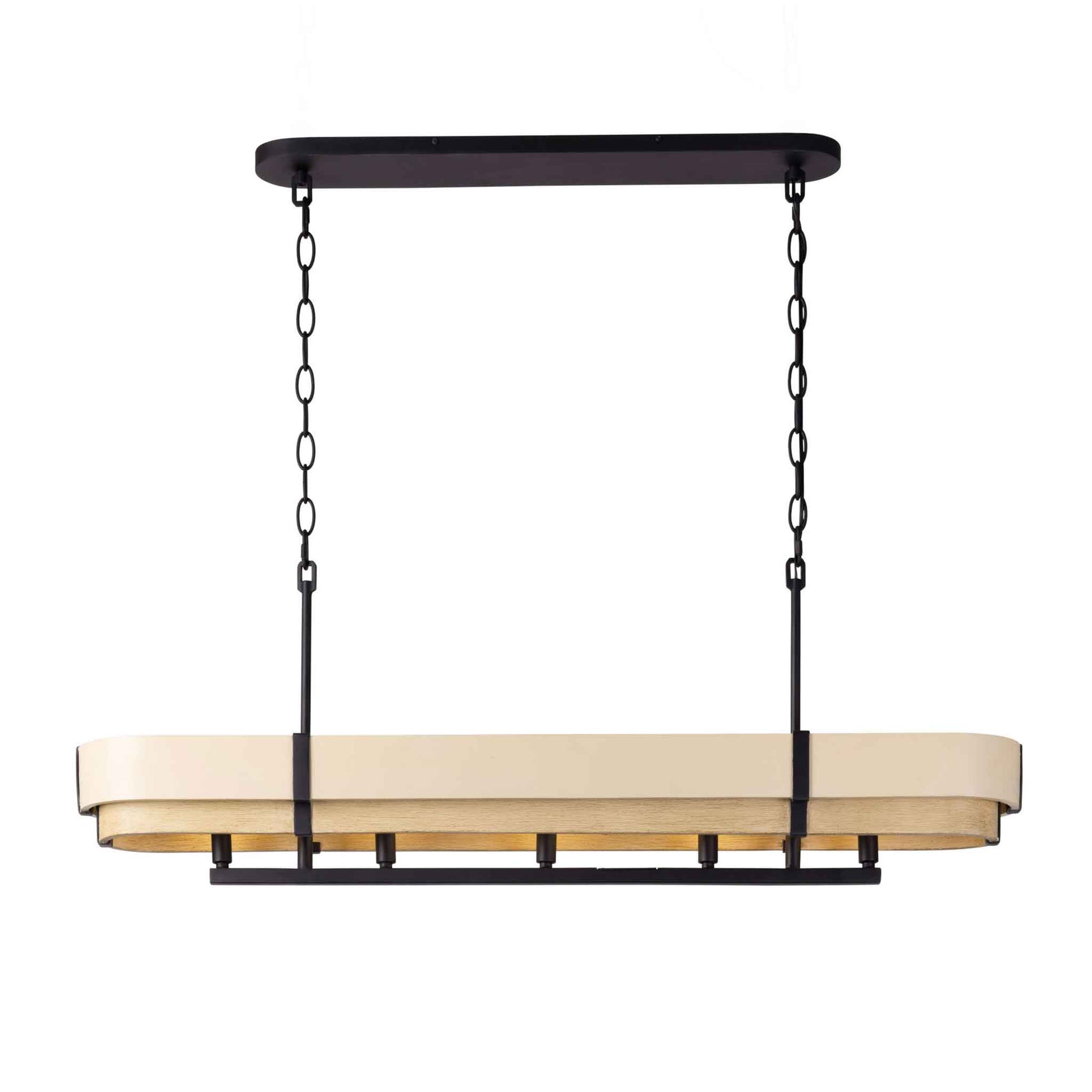 5 light 46 inch black honey and oak pendant