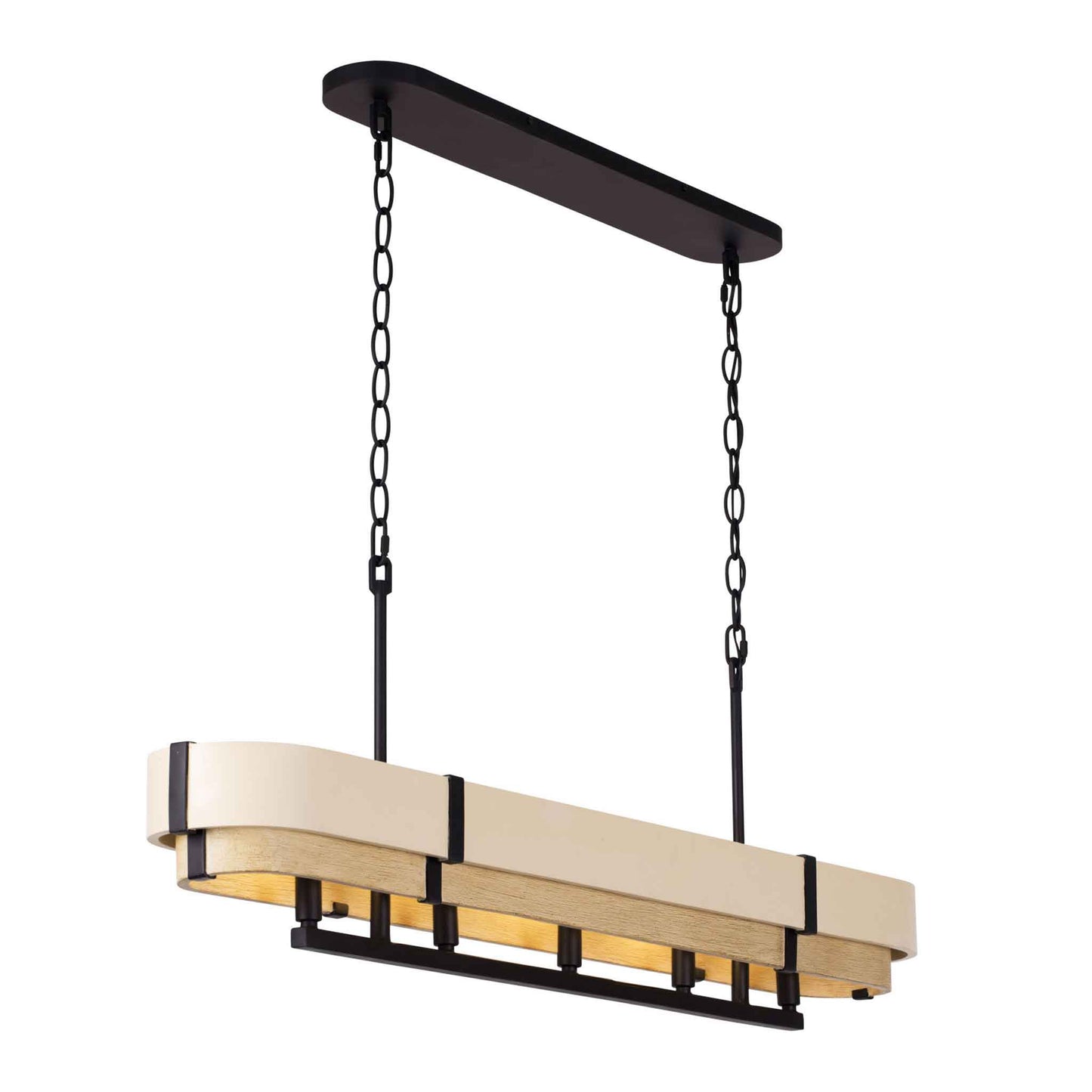 5 light 46 inch black honey and oak pendant