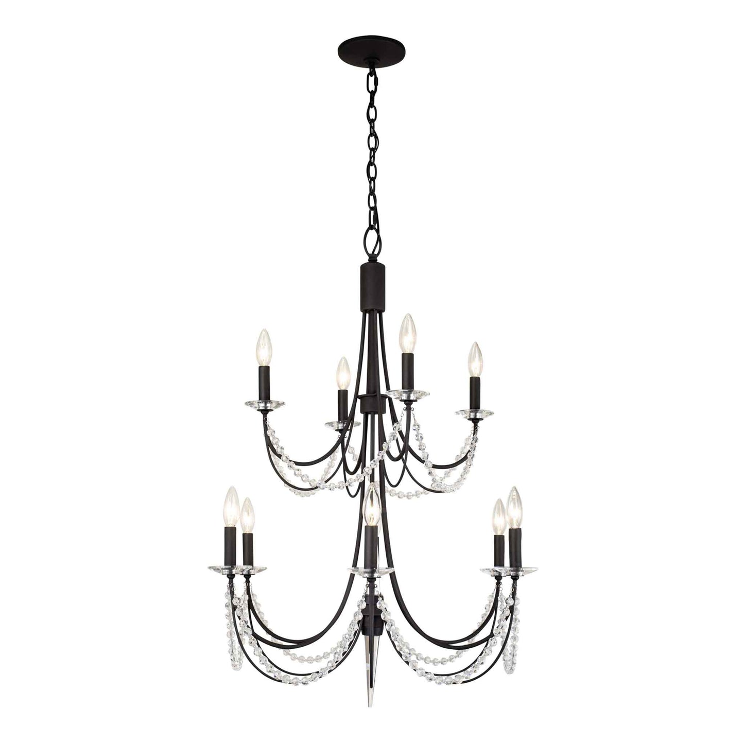 10 light 26 inch 2 tier carbon black chandelier