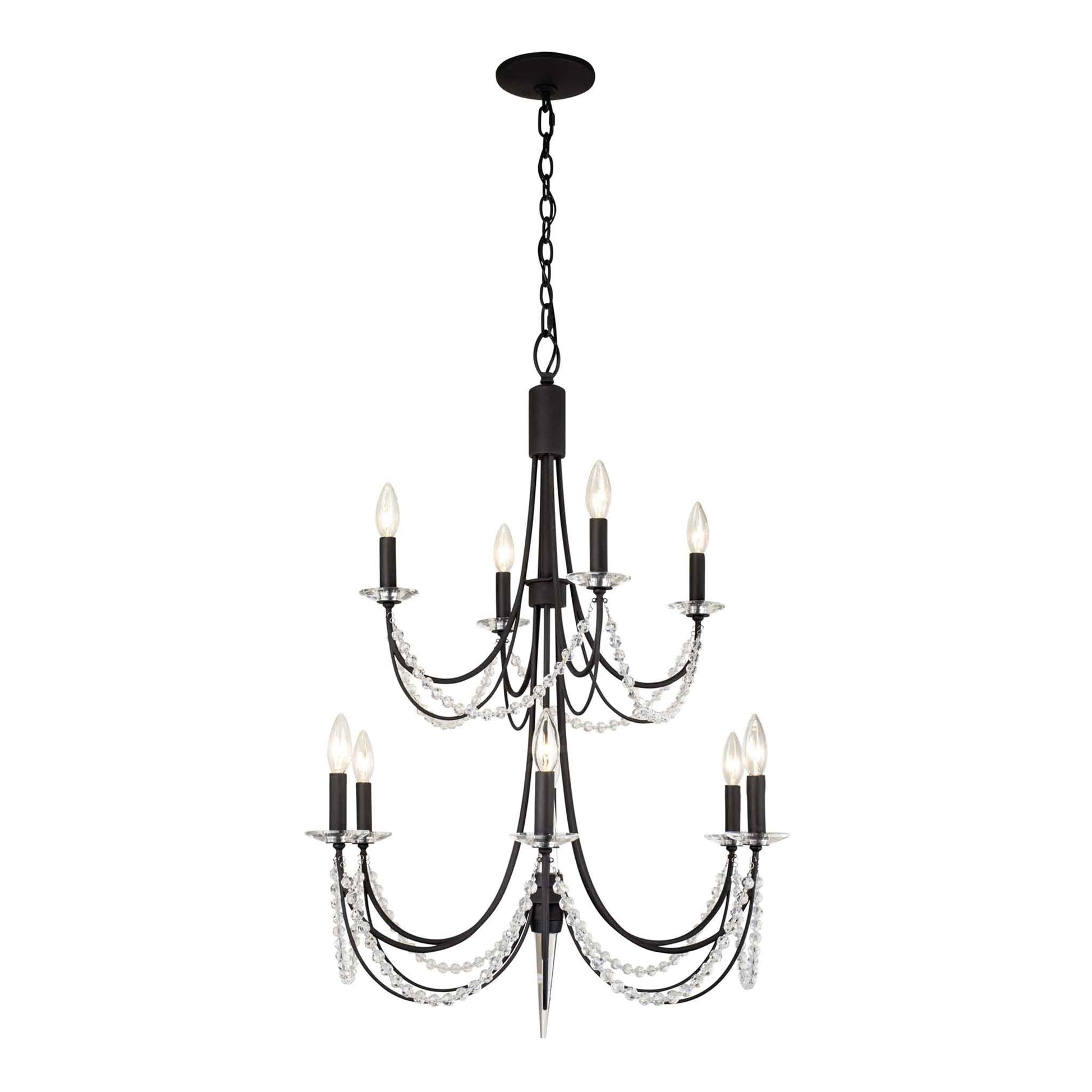 10 light 26 inch 2 tier carbon black chandelier