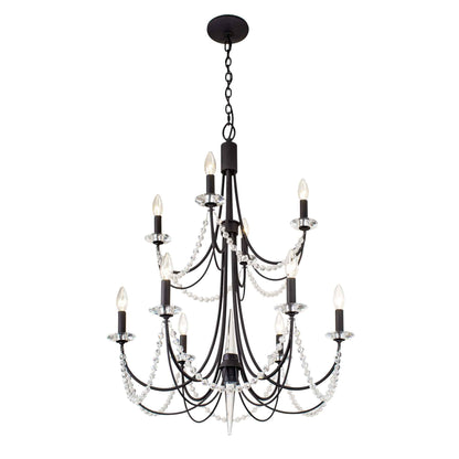 10 light 26 inch 2 tier carbon black chandelier