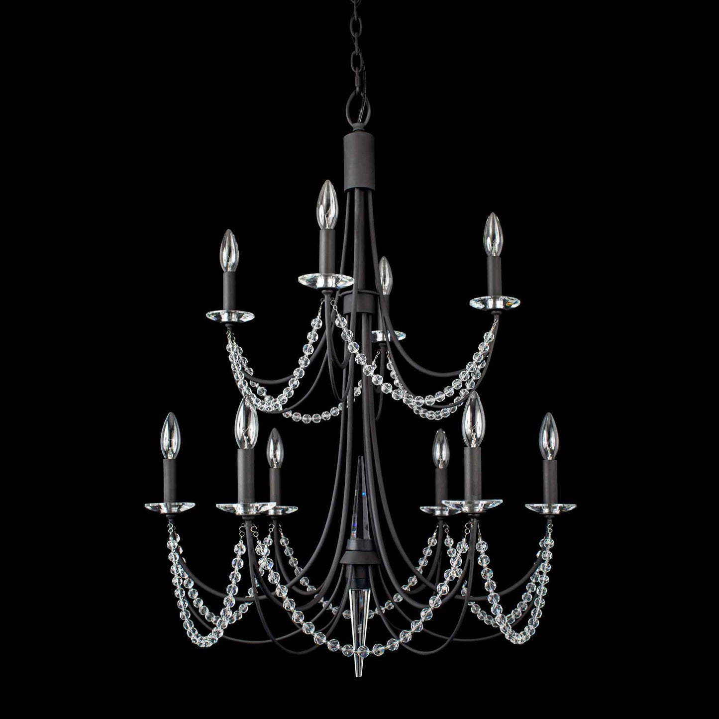 10 light 26 inch 2 tier carbon black chandelier