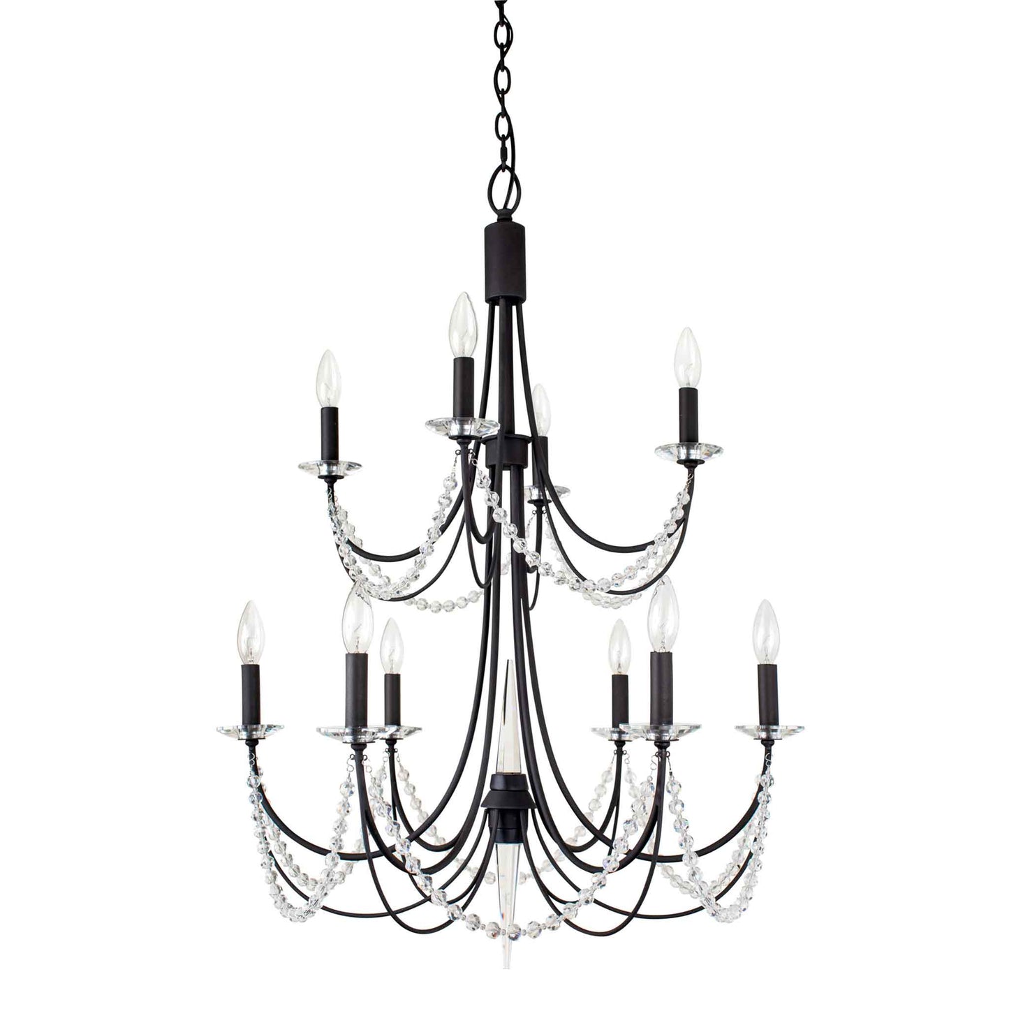 10 light 26 inch 2 tier carbon black chandelier