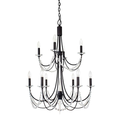 10 light 26 inch 2 tier carbon black chandelier