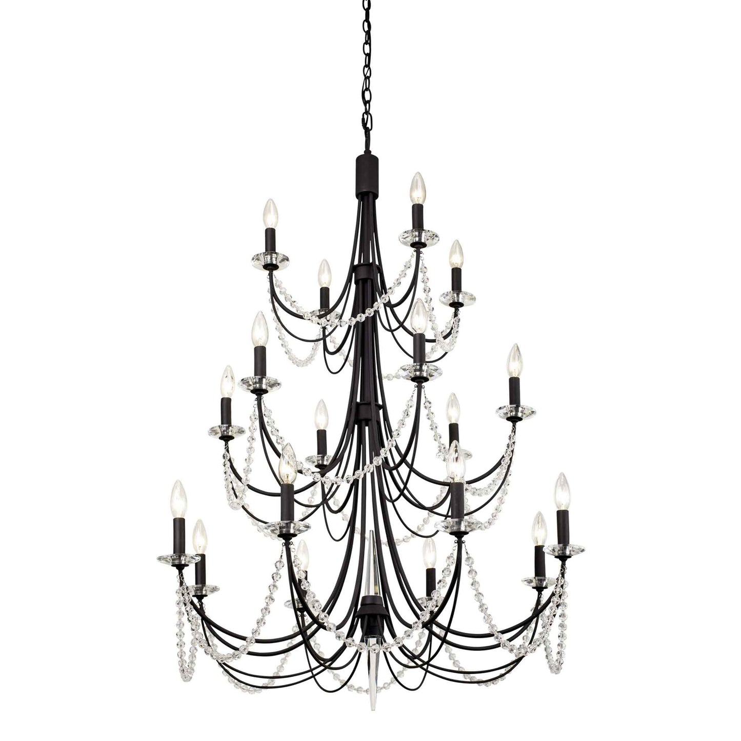 18 light 32 inch 3 tier carbon black chandelier