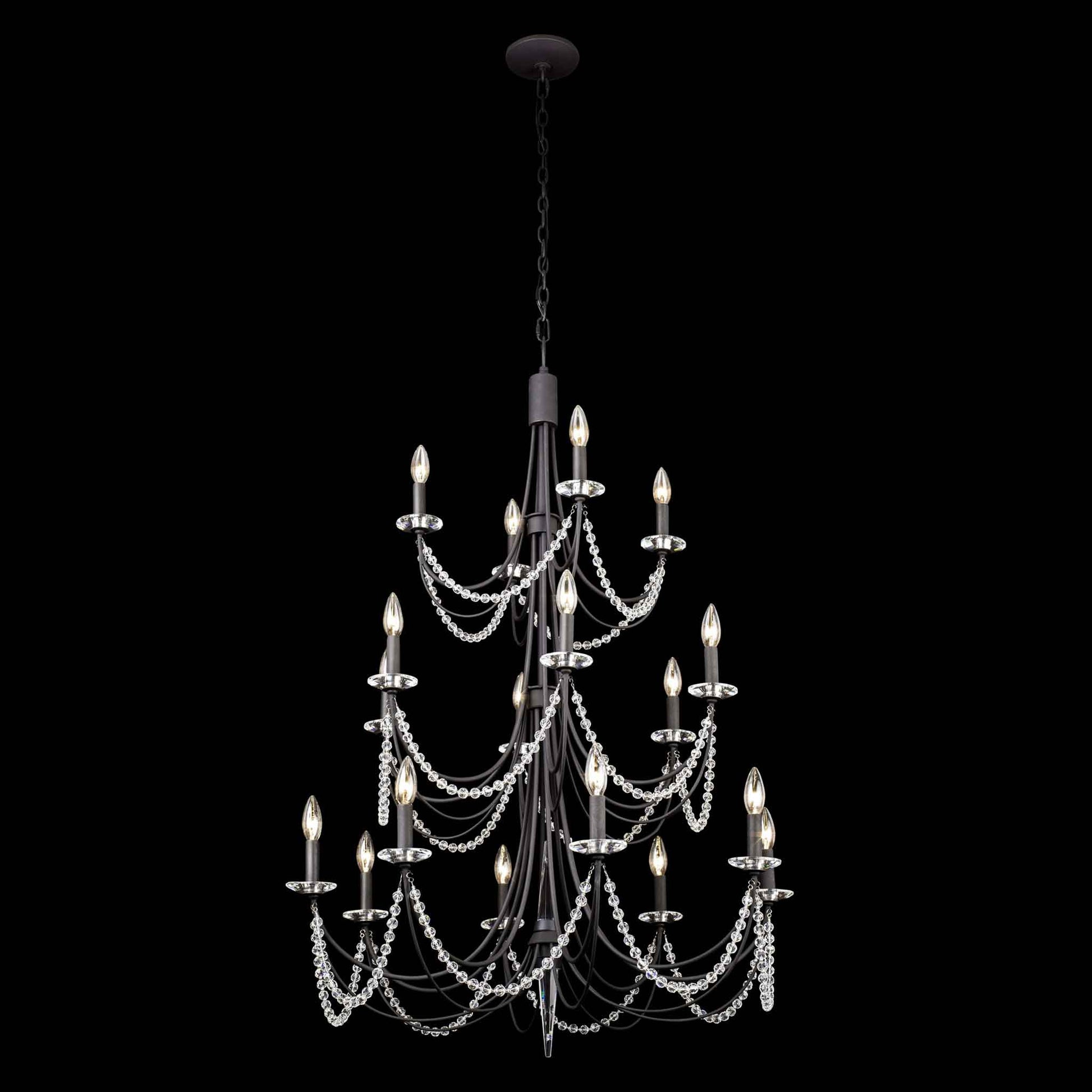 18 light 32 inch 3 tier carbon black chandelier