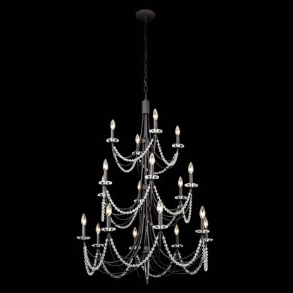 18 light 32 inch 3 tier carbon black chandelier