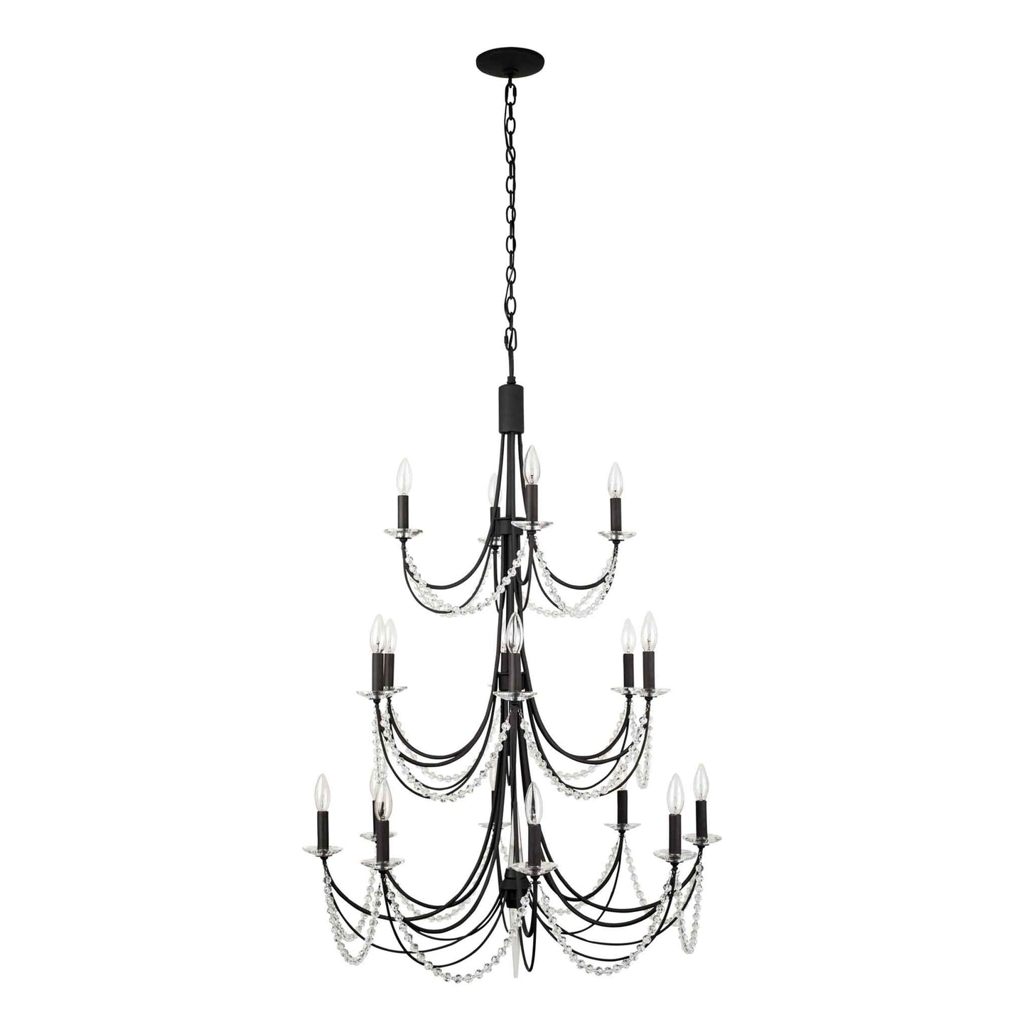 18 light 32 inch 3 tier carbon black chandelier