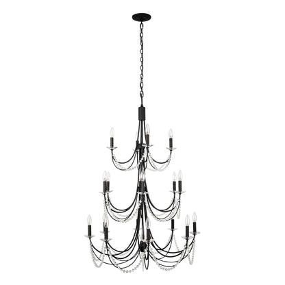 18 light 32 inch 3 tier carbon black chandelier