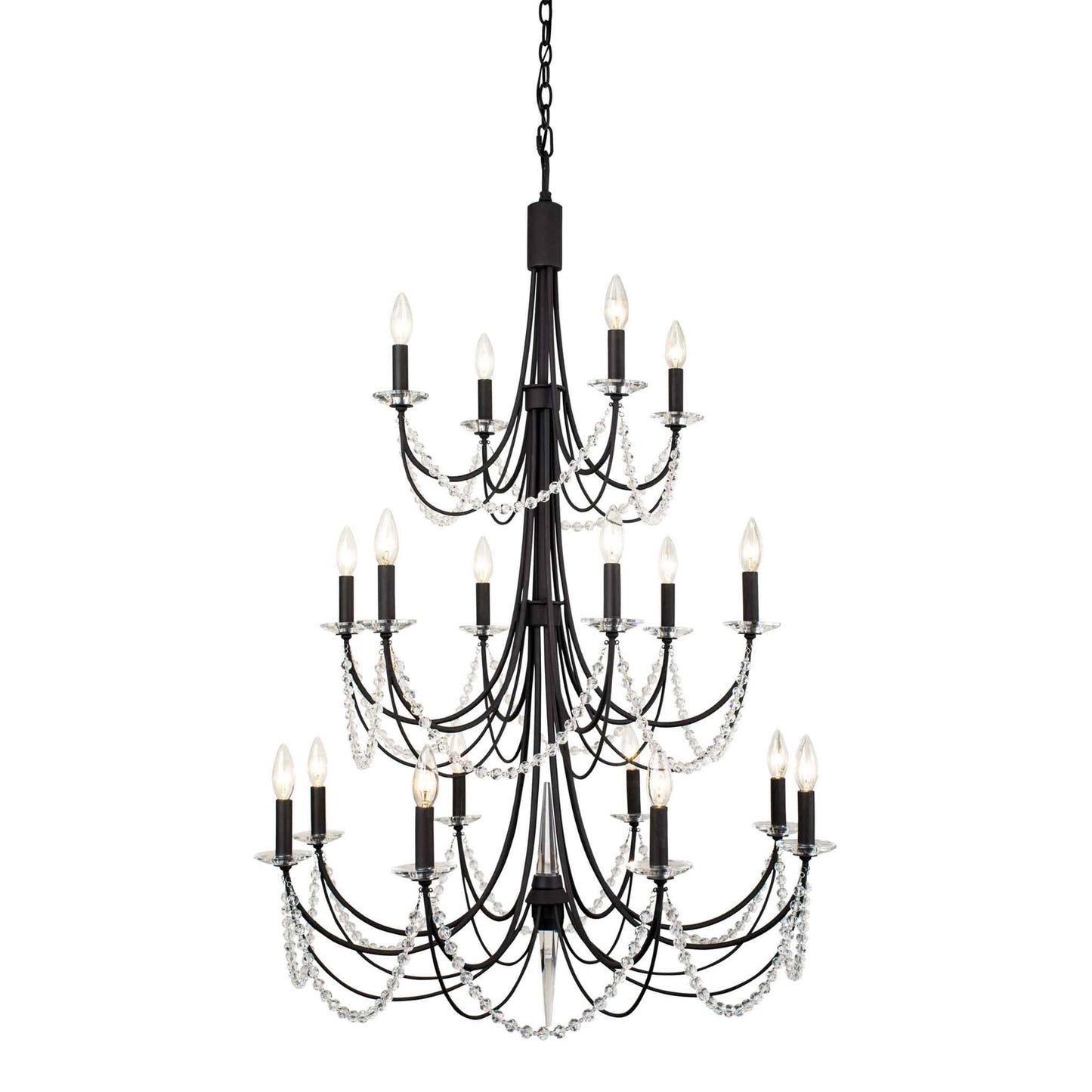 18 light 32 inch 3 tier carbon black chandelier