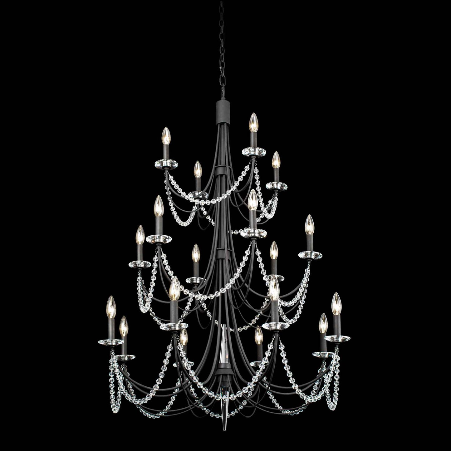 18 light 32 inch 3 tier carbon black chandelier