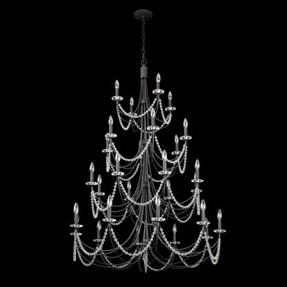 28 light 40 inch 4 tier carbon black chandelier