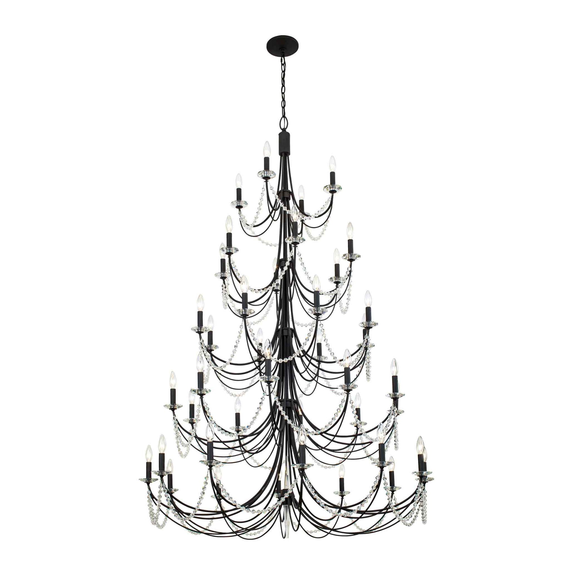 40 light 48 inch 5 tier carbon chandelier