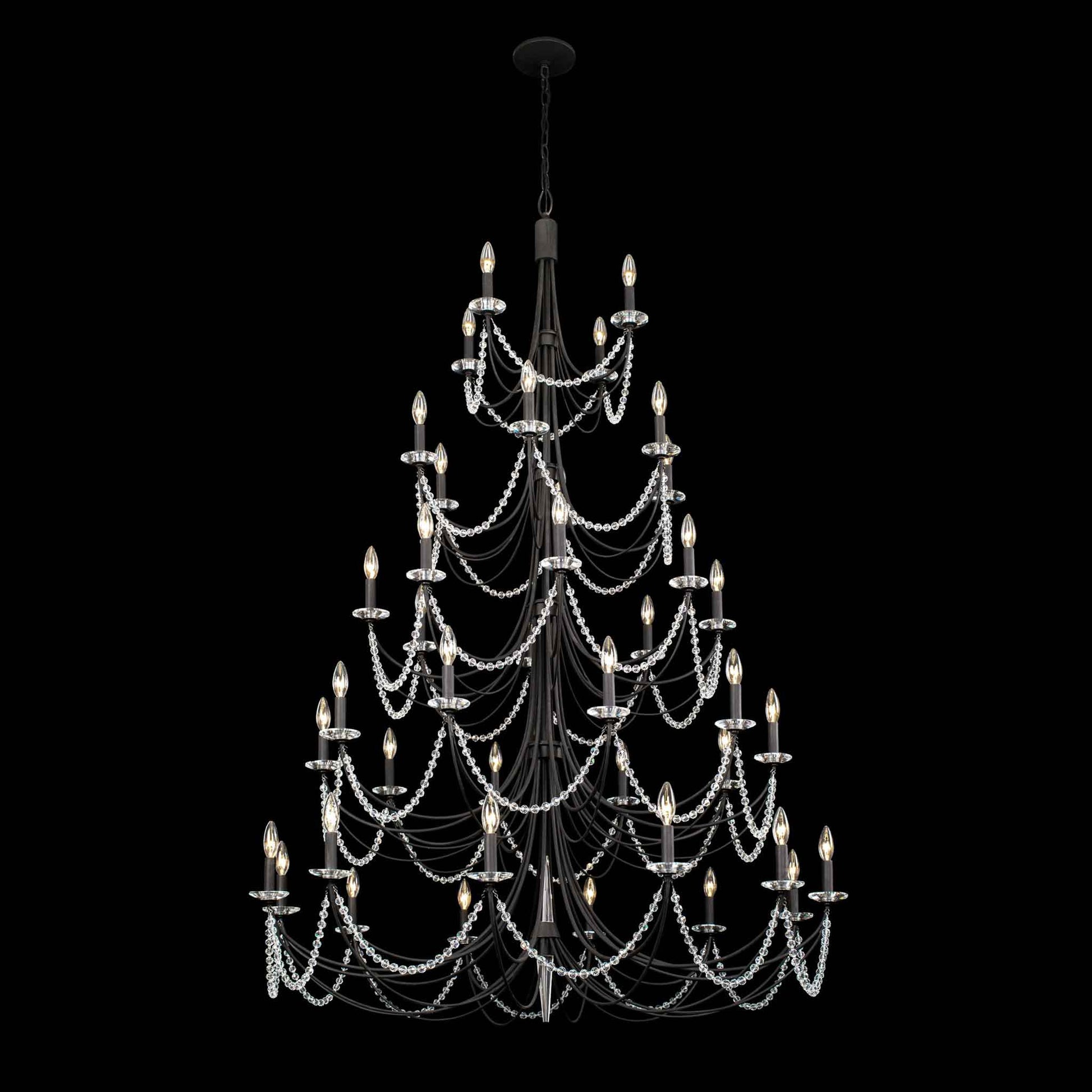 40 light 48 inch 5 tier carbon chandelier