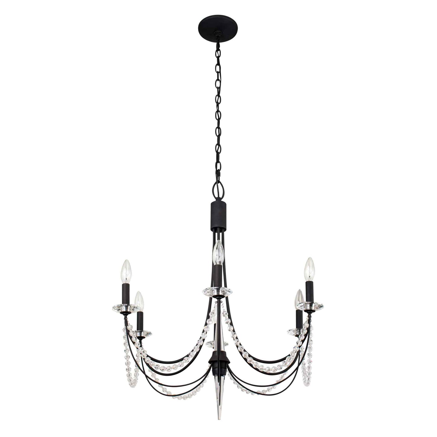 6 light 26 inch carbon black chandelier