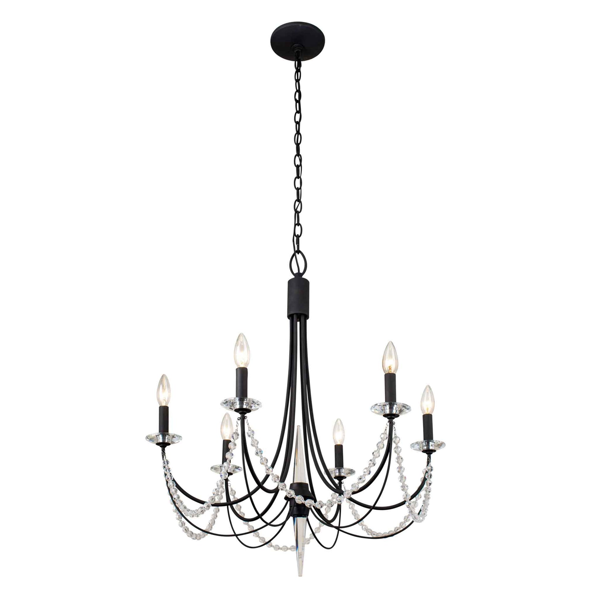 6 light 26 inch carbon black chandelier