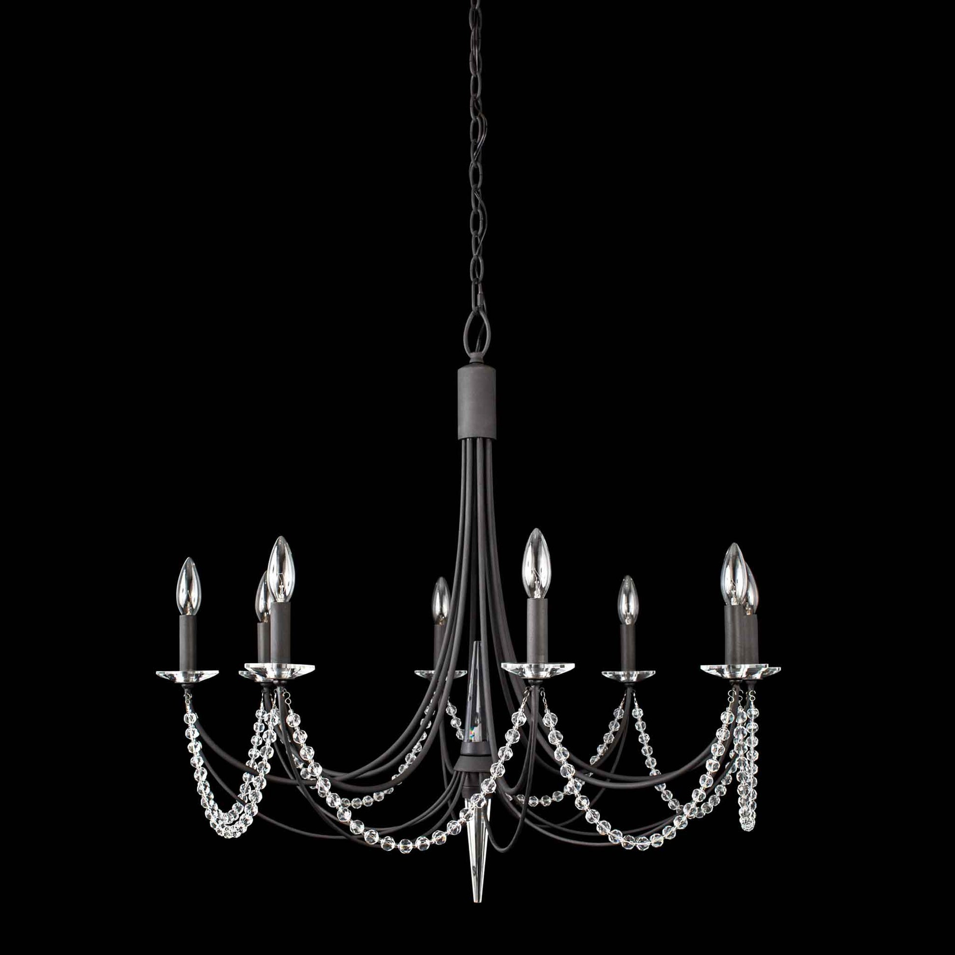 8 light 32 inch carbon black chandelier