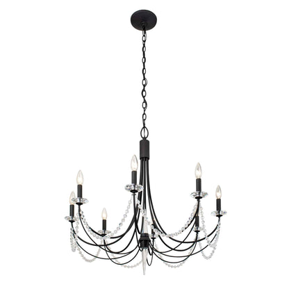 8 light 32 inch carbon black chandelier