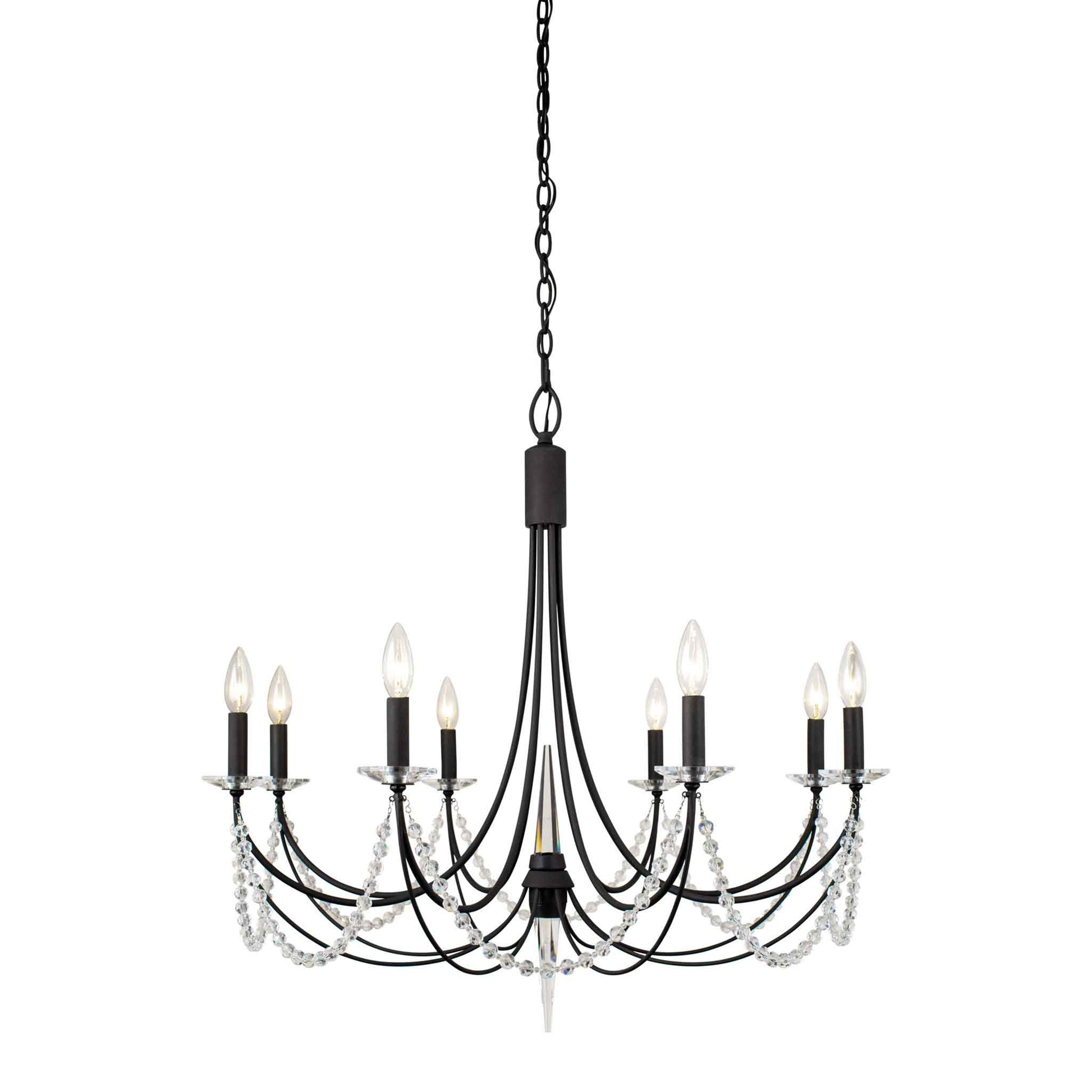 8 light 32 inch carbon black chandelier