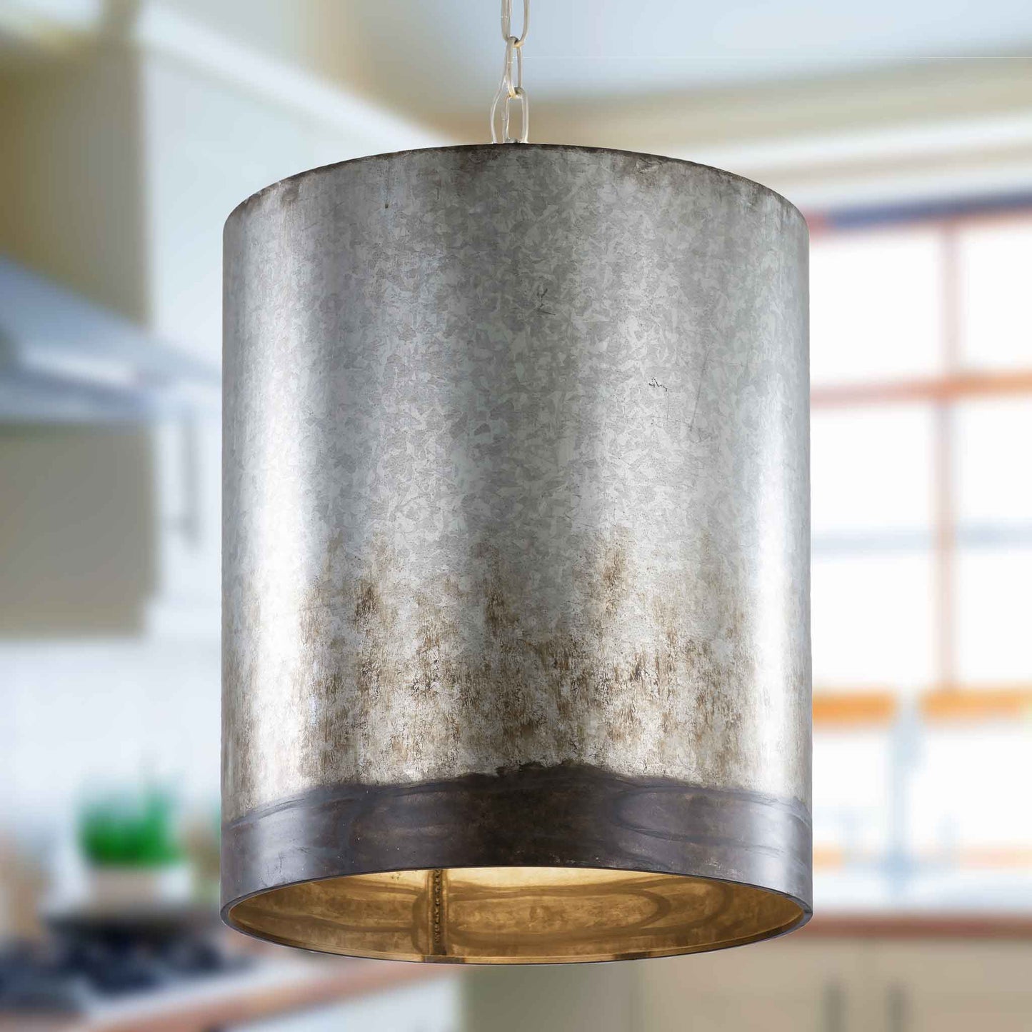 3 light 16 inch ombre galvanized pendant