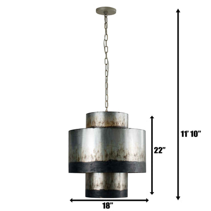 4 light 18 inch ombre galvanized pendant